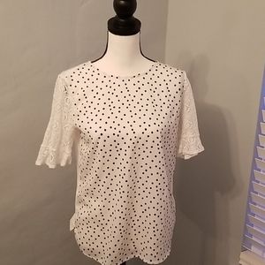 2 for $20 -Van Heusen Polka dot top w lace sleeves